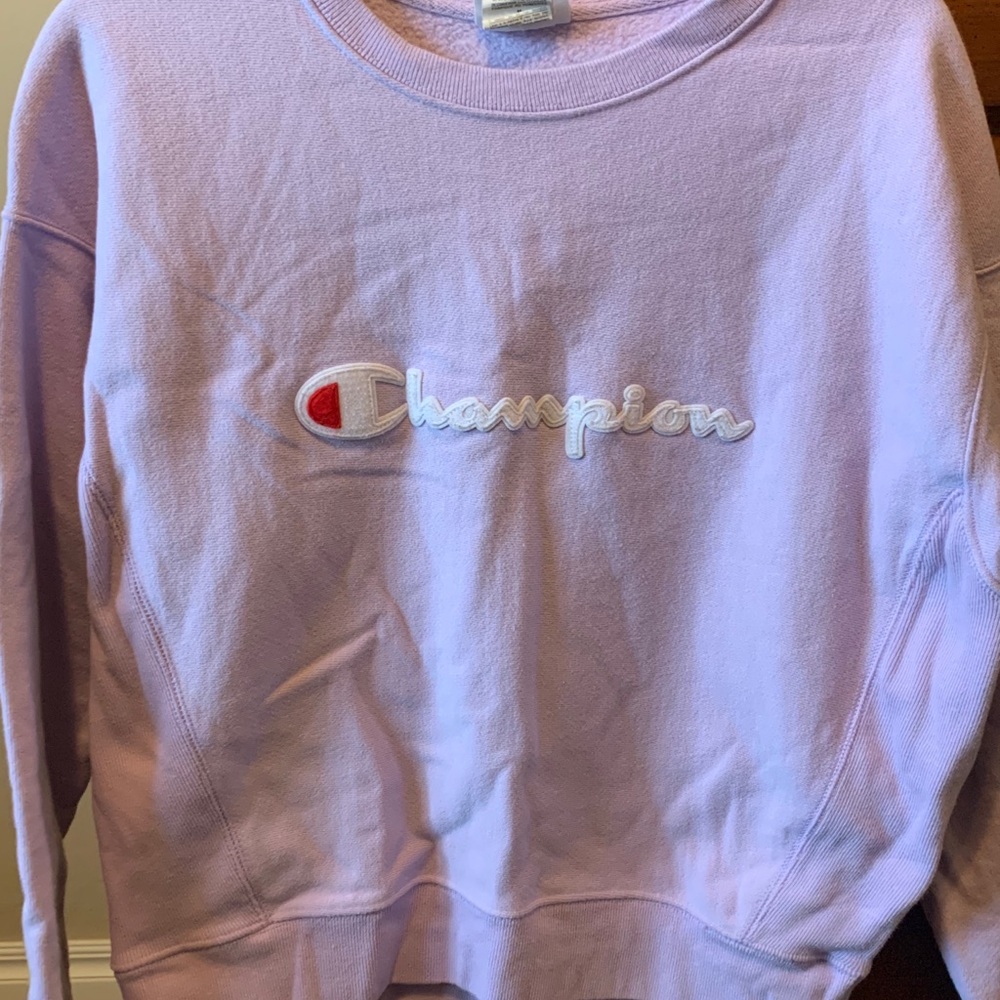 purple champion crewneck
